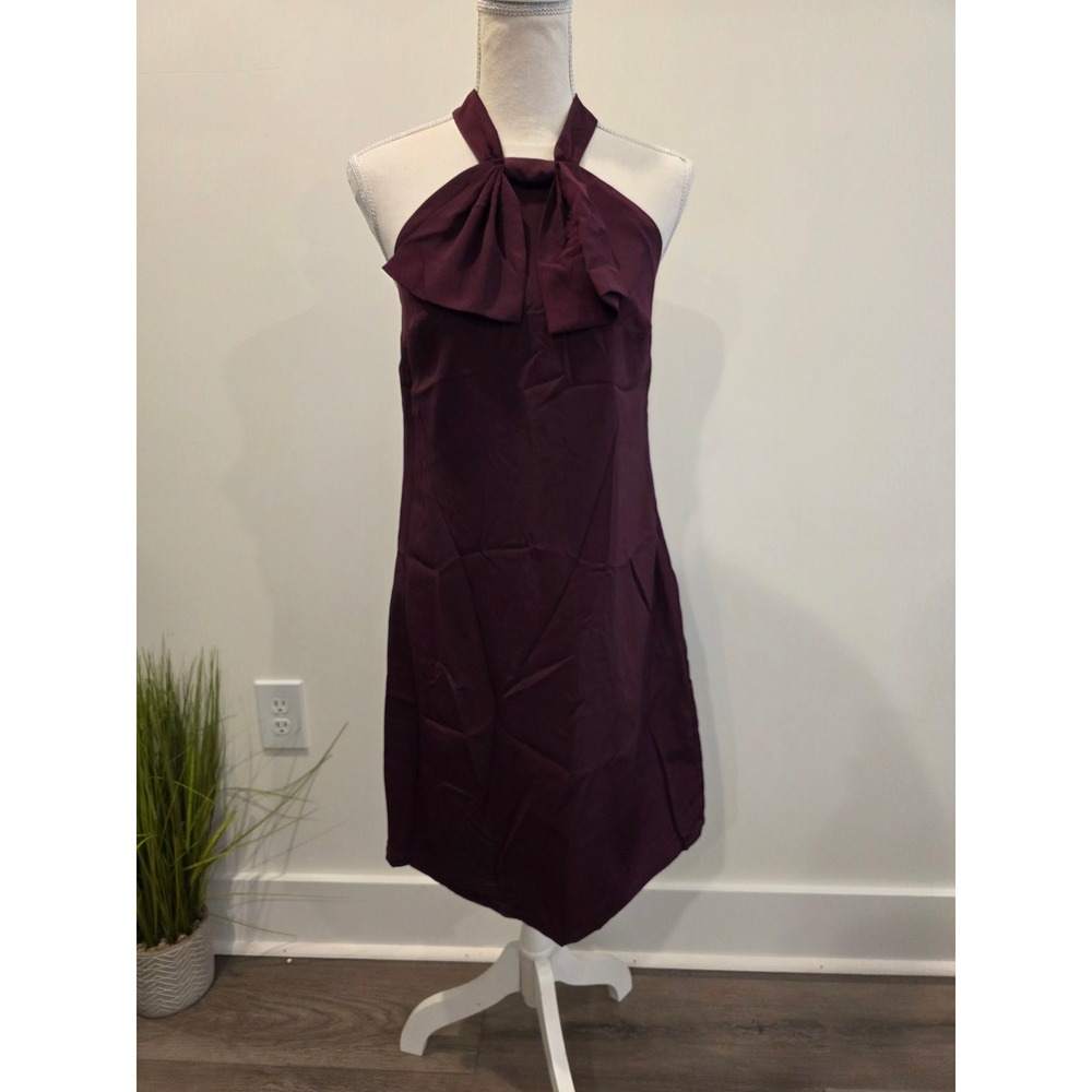 Merona 2010 Women's Size 6 Burgundy Halter Bow‎ Neck Dress